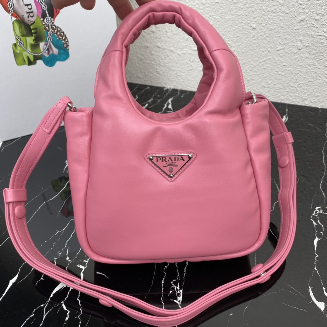 Prada Small Padded Soft Nappa Leather Bag Tote Pink 1BA359